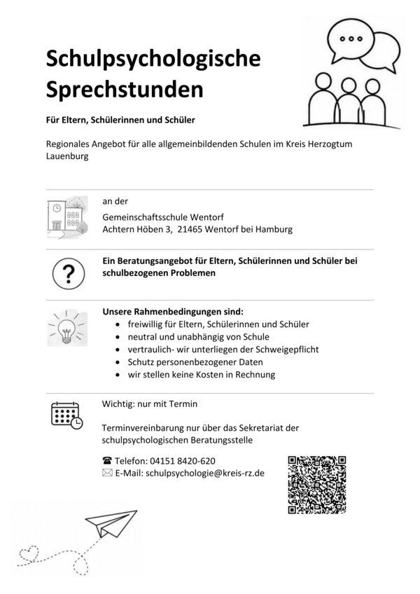 Bild vergr&ouml;&szlig;ern: Sprechstunden Handzettel GMS Wentorf